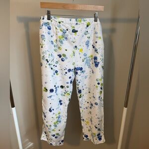 Grizas 100% Linen Cropped Pants - “Splatter” Design
